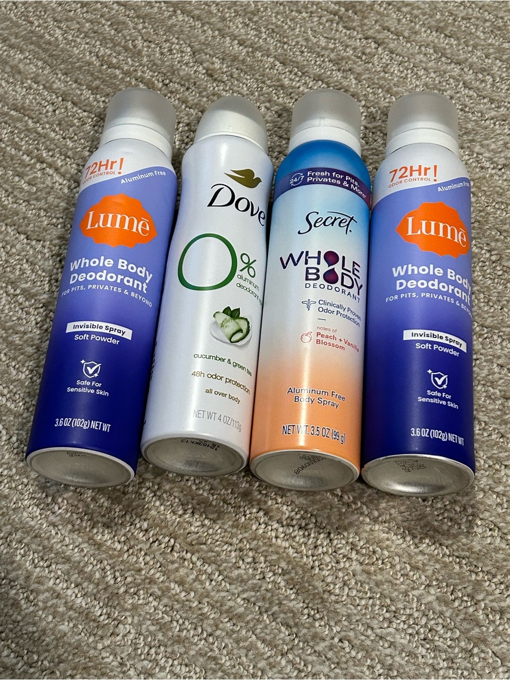 Lot of 4 aluminum free deodorant sprays